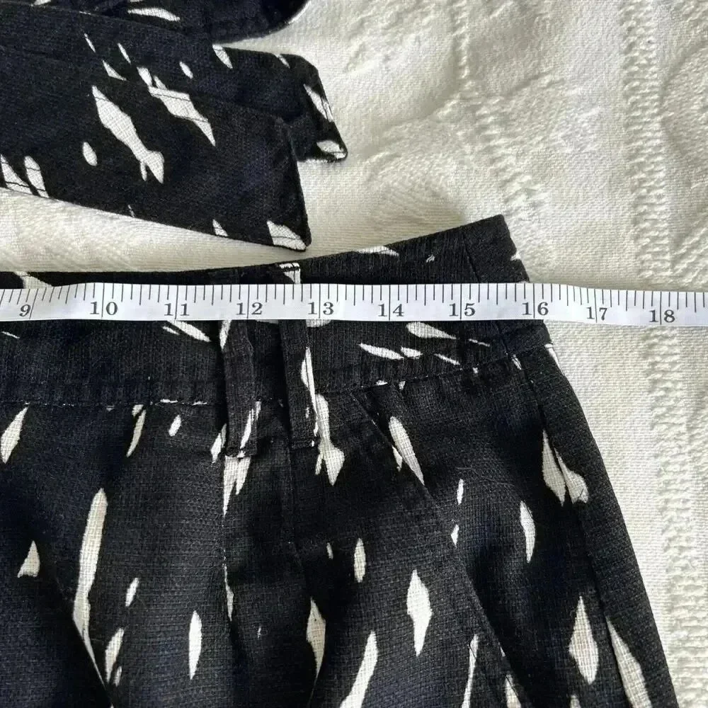 Black & White Cotton Knee Length Straight Skirt Lined Pockets East 5th Size10